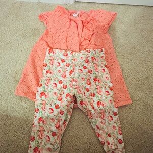 Bonnie Jean Coral Top and Floral Pants Set